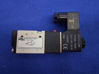 Automation Direct Nitra AVS-3111-24D Pneumatic Solenoid Valve 3 Port 1/8" Female