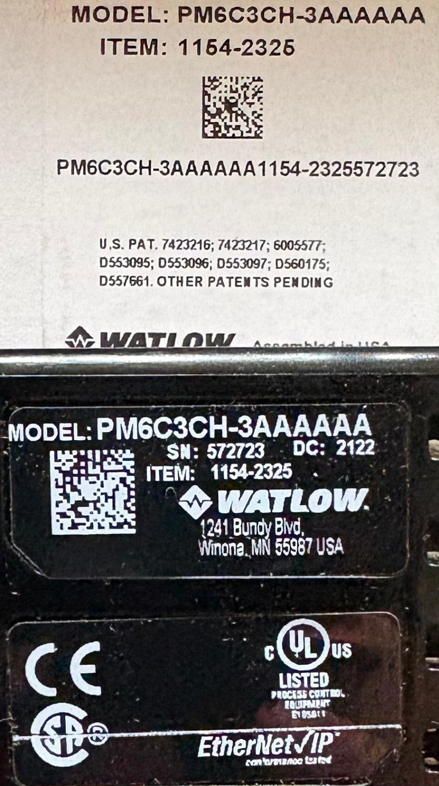 WATLOW PM6C3CH-3AAAAAA EZ-ZONE PM PANEL MOUNT CONTROLLER ITEM: 1154-2325