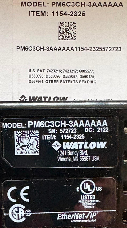 WATLOW PM6C3CH-3AAAAAA EZ-ZONE PM PANEL MOUNT CONTROLLER ITEM: 1154-2325