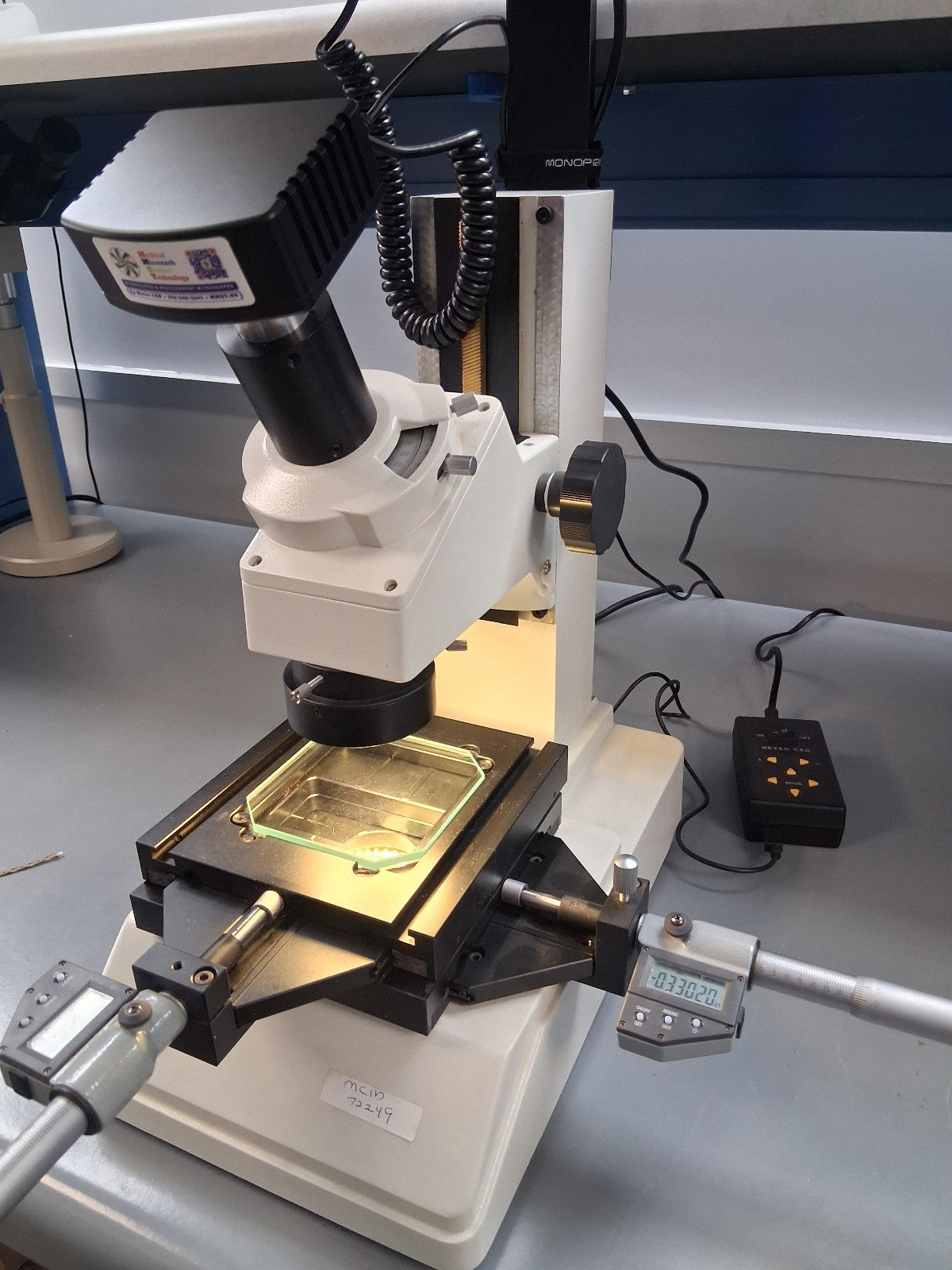 MMBT-1DM XY Tool Scope 20X Toolmakers Manual Microscope  2"x2" Stage HDMI Camera