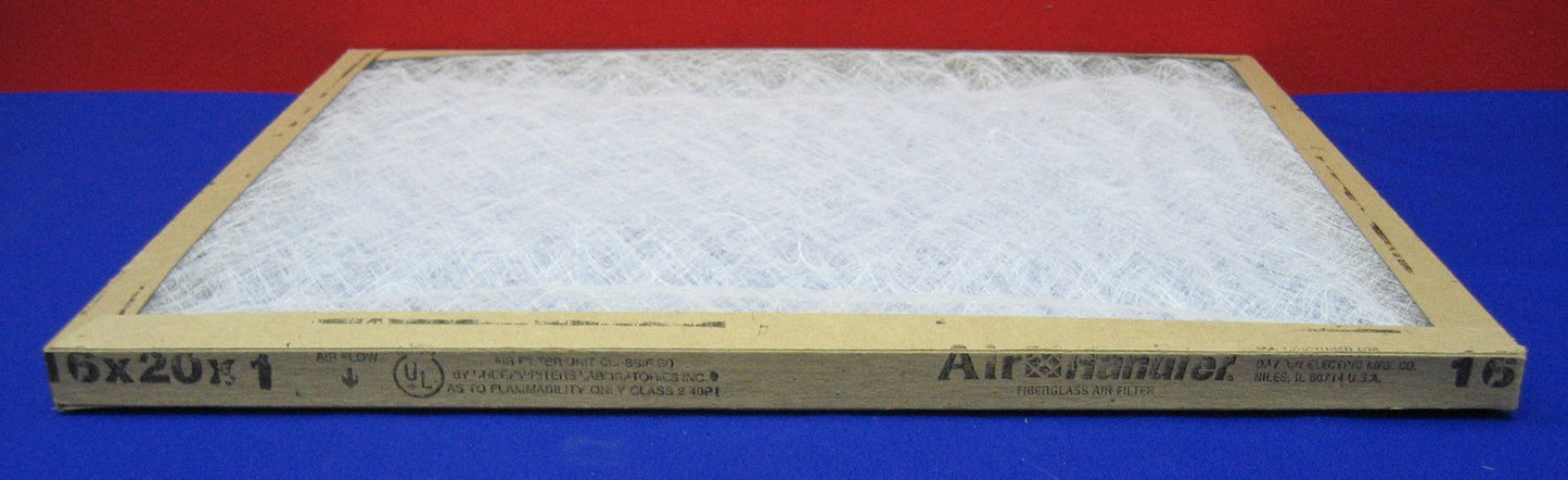 Filtres à air en fibre de verre pour appareil de traitement d'air 16" x 20" x 1" vendus par lot de 12