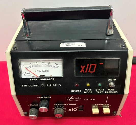 VEECO MS170 MASS SPECTROMETER-TYPE HELIUM LEAK INDICATOR DETECTOR - PARTS/REPAIR