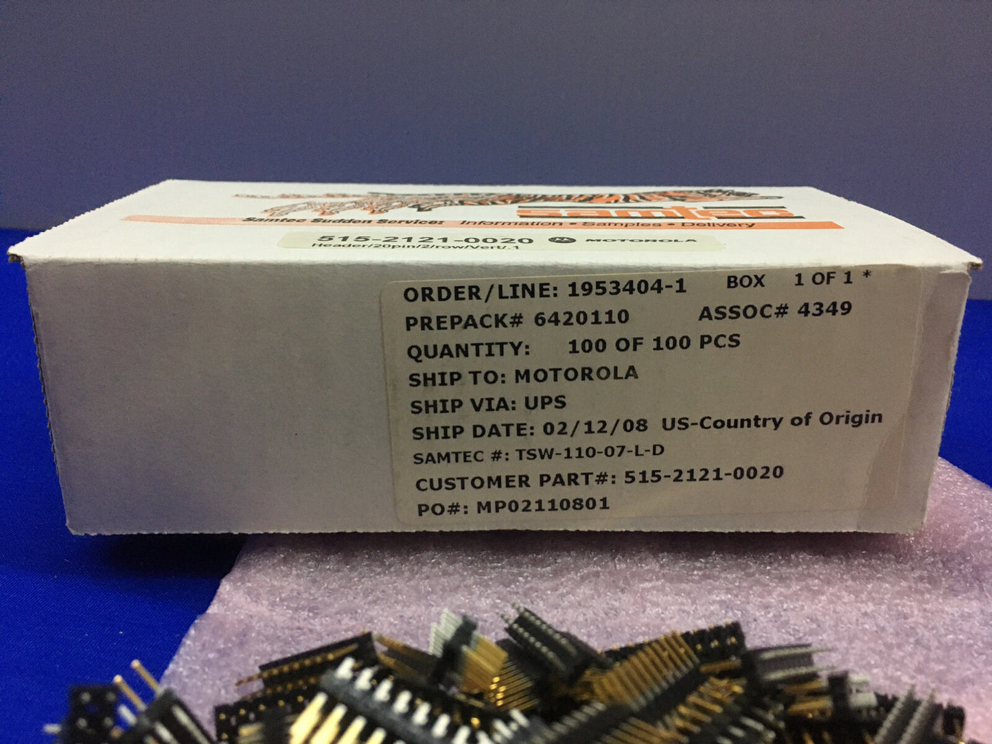 1 Paket mit 100 Stück – Samtec Motorola TSW-110-07-LD 515-2121-0020 Header