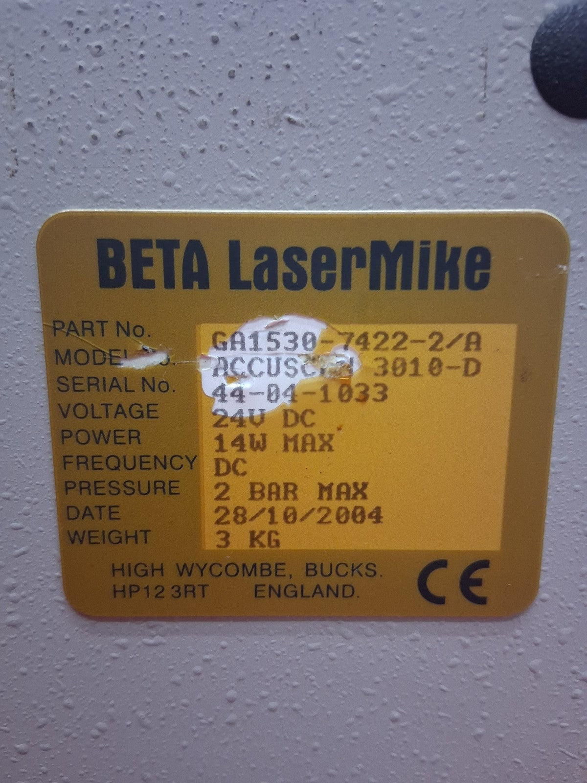 Beta Lasermike Accuscan 3000 DEVICE GA1530-7422-2/A FOR PARTS/REPAIR