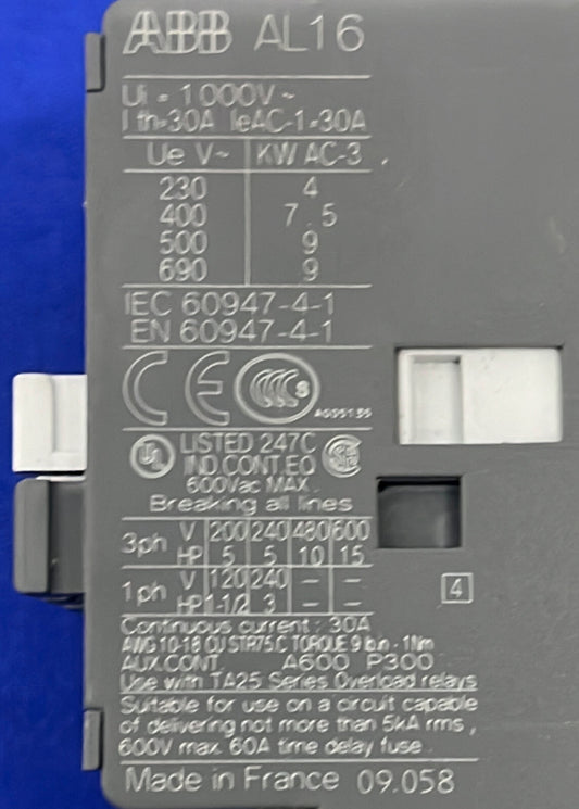 ABB AL16 AL16-30-10 &amp; E16DU RELÈ DI CONTROLLO DEL SOVRACCARICO TERMICO 