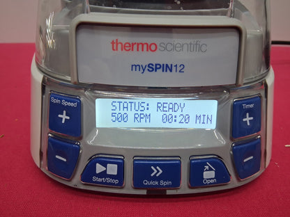 THERMO SCIENTIFIC MYSPIN12 MINI CENTRIFUGE MAX SPEED 12500 RPM MAX 30 MIN TIMER