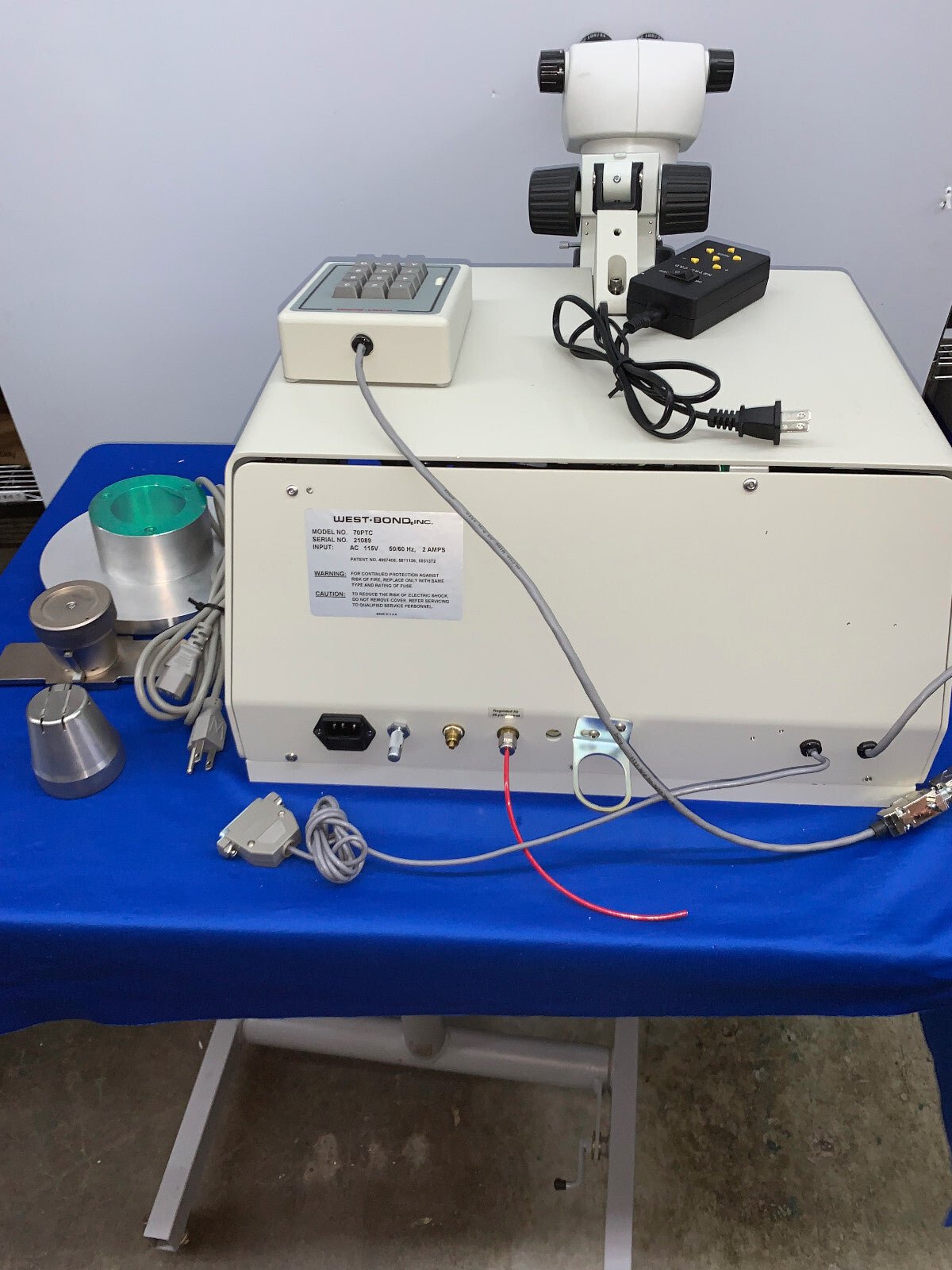 WEST-BOND 70PTC WIRE BOND PULL TESTER W/MICROSCOPE & WF10X/22 EYEPIECES