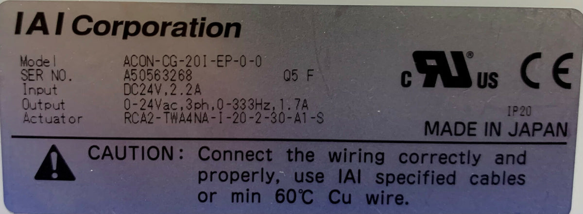 IAI ACON-CG-201-EP-0-0 RCA2 Positionsantrieb Unterbrechung EtherNet/IP Controller