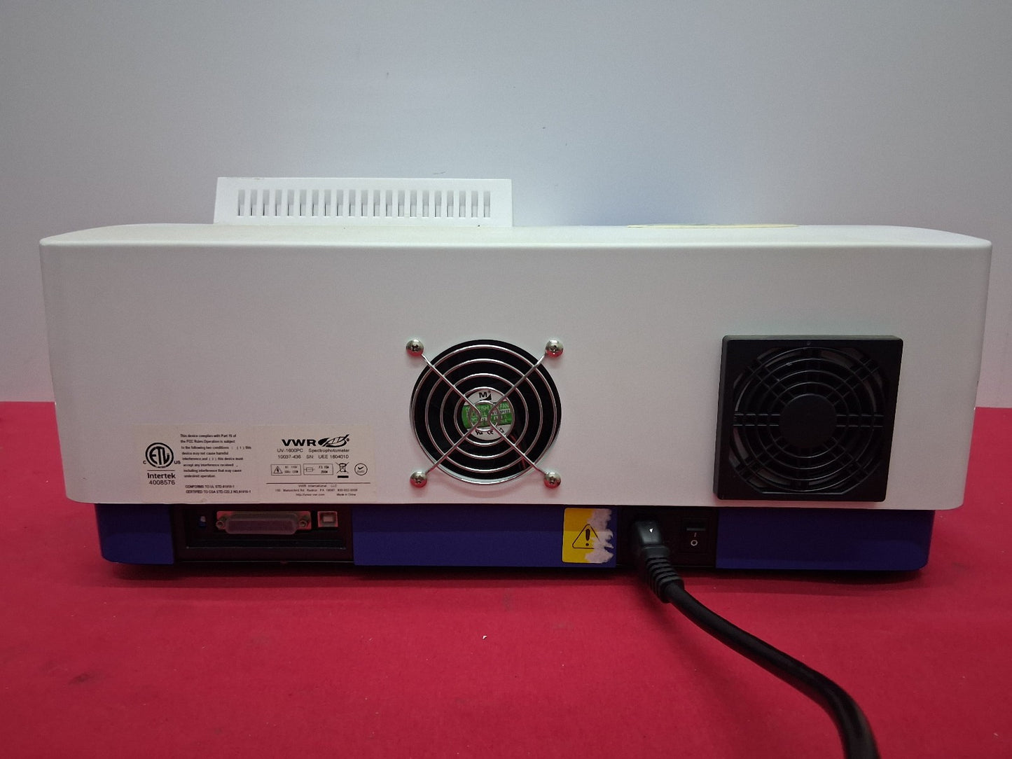 VWR UV-1600PC SPECTROPHOTOMETER 110 V AC 120 W 60 HZ 15A TESTED WORKS