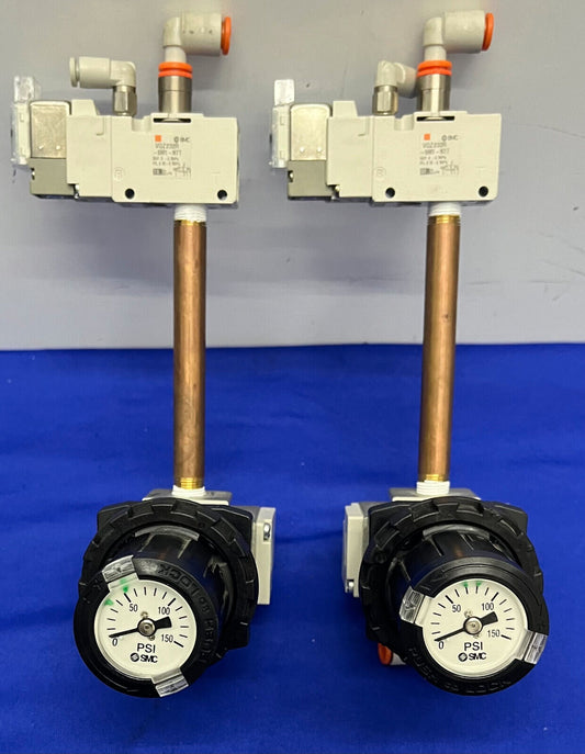 SMC REGULATOR PRESSURE GAUGE ARG20-N01G2-Z w/ SMC VQZ232R-5M1-N7T - 1 LOT QTY 2