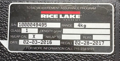 RICE LAKE 4Kg MEASUREMENT WEIGHT w/ CASE / CALIBRATION WEIGHT CLASS 1
