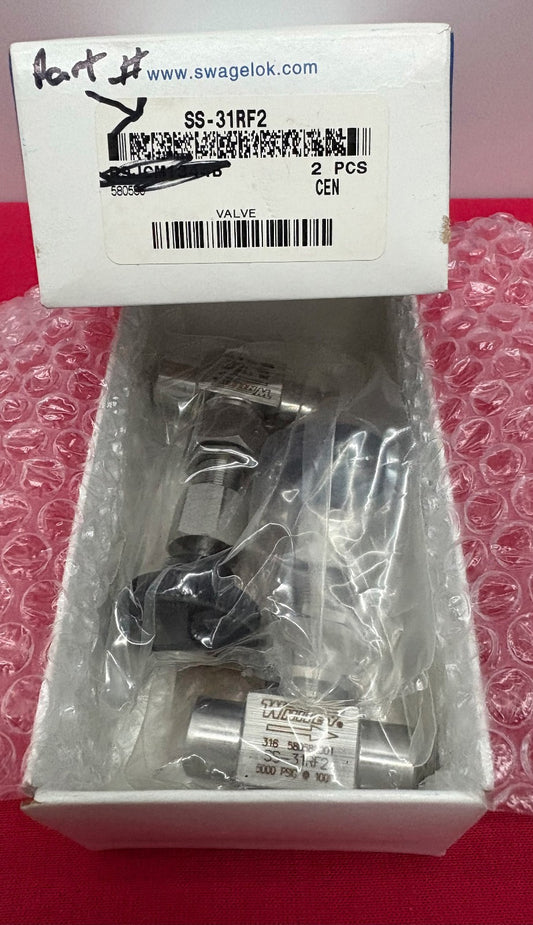 SWAGELOK WHITEY SS-31RF2 METERING FLOW VALVE - 1 BOX OF QTY 2 VALVES