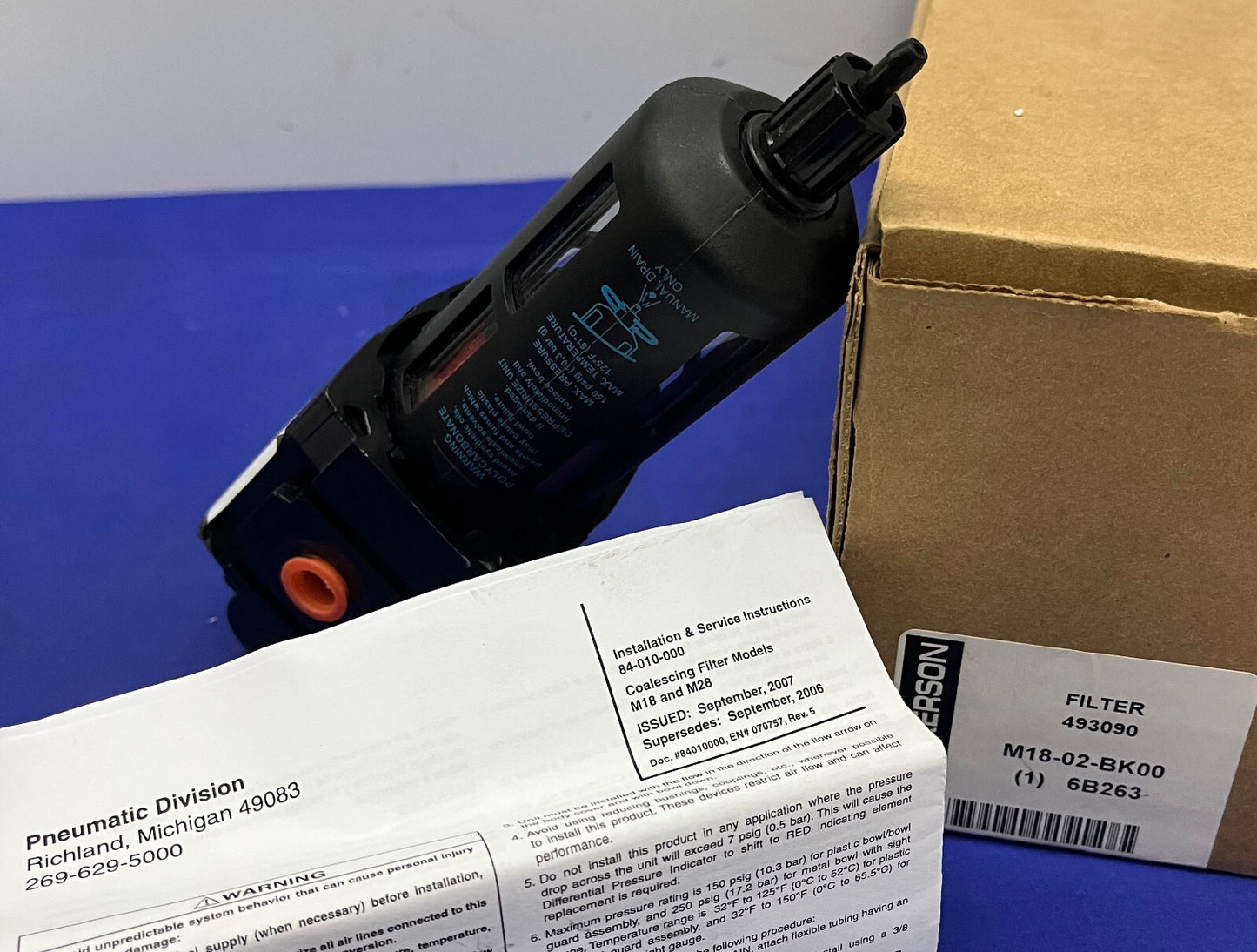 FILTRO PNEUMATICO WILKERSON M18-02-BK00 FILTRO 493090 (1) 6B263