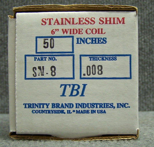 TRINITY BRAND SN-8 EDELSTAHL-UNTERLEGSCHEIBE, 6" BREIT, 50" LÄNGE, 0,008 DICKE