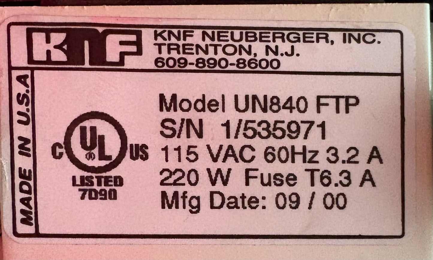KNF LAB NEUBERGER LABOPORT® UN840 FTP VACUUM PUMP