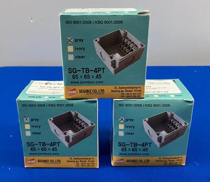 4 CIRCUIT TERMINAL ENCLOSURE GREY WITH SOLID COVER, SG-TB-4PT-GS, LOT OF 3
