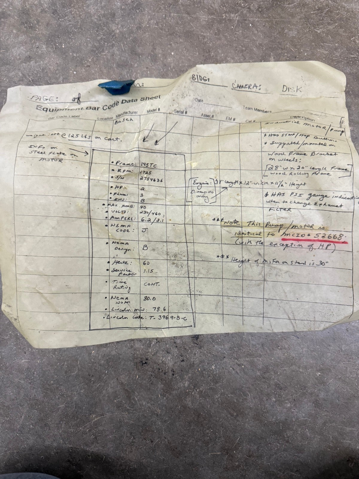 BUSH AKH 1EF100LA-04 VACUUM PUMP 208 V 60 HZ FOR PARTS REPAIR