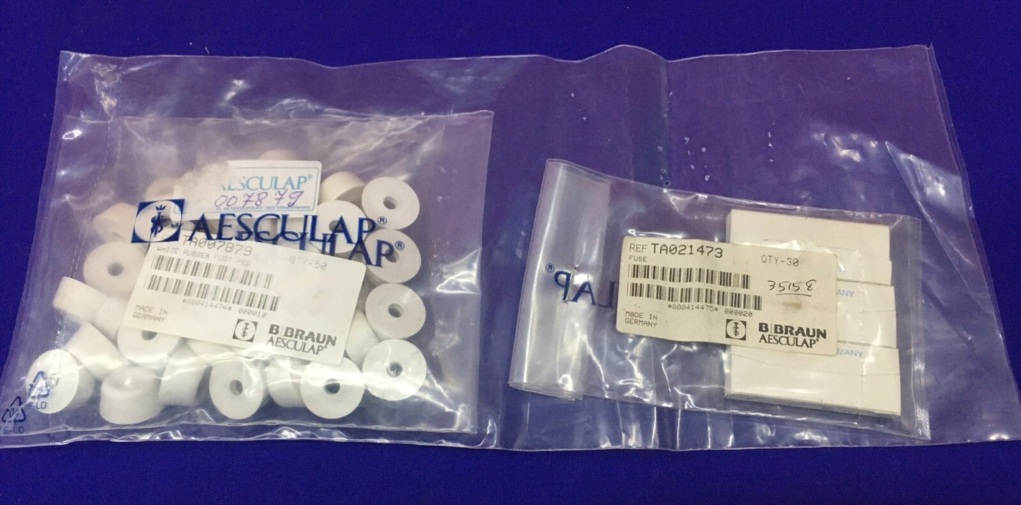 B/BRAUN AESCULAP には、TA007879 1 PKG 50 フィートおよび TA021473 1 PKG 30 ヒューズが含まれます。 