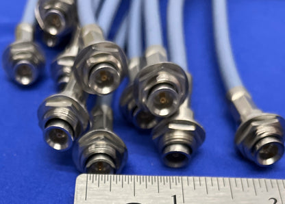 SUHNER S 04272 B 50 OHM TRANSMITTER RF 36” CABLES - 1 LOT OF QTY 11 CABLES