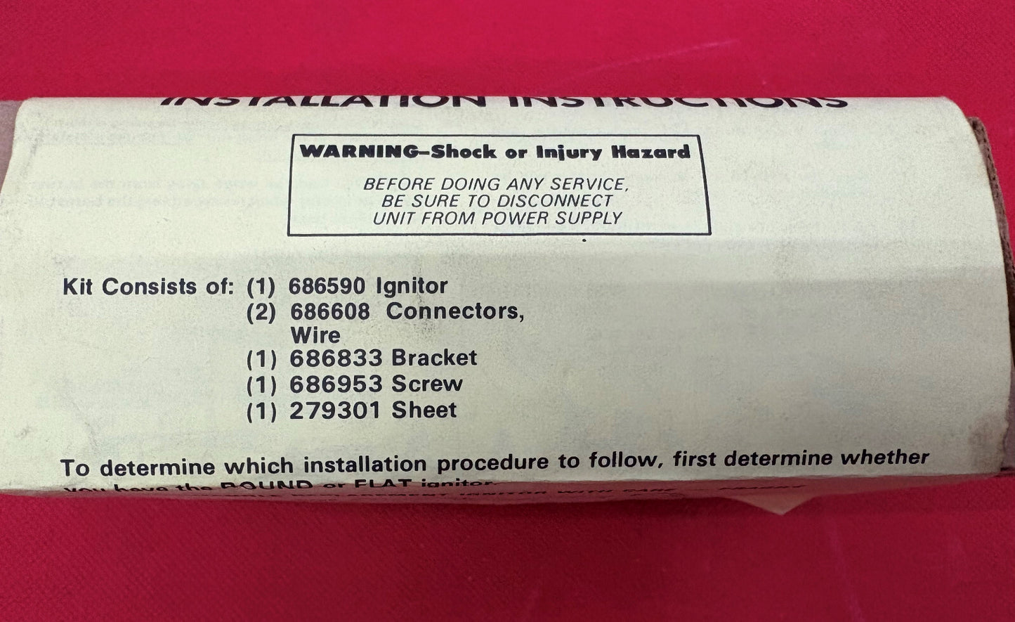 WHIRLPOOL GAS DRYER IGNITER / IGNITOR REPAIR KIT FOR WHIRLPOOL 279311