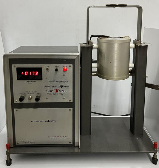 TINIUS OLSEN, EXTRUSIONSPLASTOMETER, EINHEIT LÄSST SICH EINSCHALTEN UND HEIZT, KANN ABER NICHT TESTEN