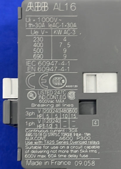 Relais de contrôle de surcharge thermique ABB AL16 AL16-30-10 et E16DU 