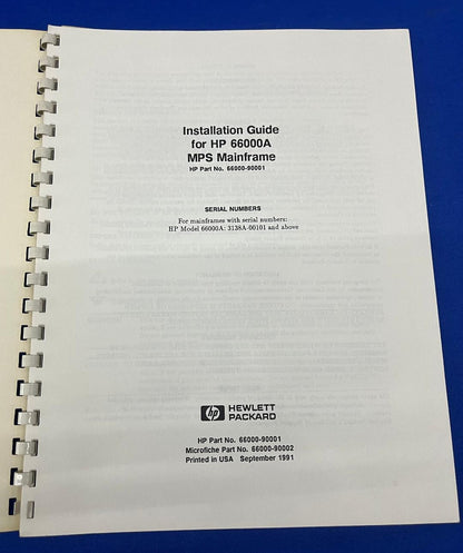 HP HEWLETT PACKARD 66000-90001 INSTALLATIONSHANDBUCH FÜR HP 66000A MPS MAINFRAME
