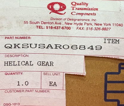 KHK HELICAL GEAR RIGHT-HAND SS 13 TEETH BORO SZ 3 3/4” 8 1/2” OD QKSUSAR06849A