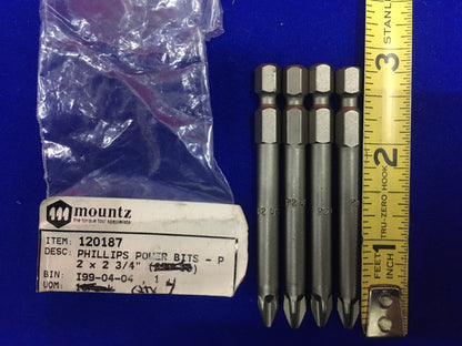SE VENDE LOTE DE 4 PUNTAS - MOUNTZ / PHILLIPS 120187 PUNTA DE POTENCIA P2 X 2-3/4" 