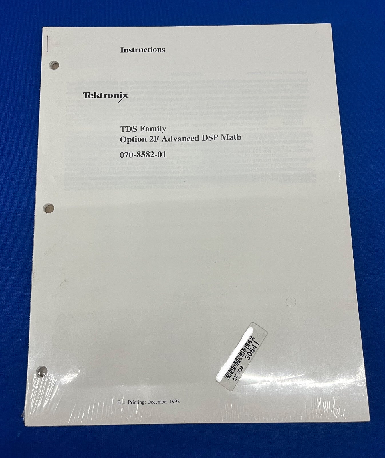 TEKTRONIX 070-8582-01 TDS ファミリー オプション 2F アドバンス DSP 演算の説明書