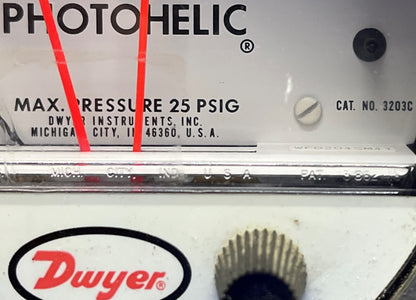 DWYER 3203C Photohelic Pression MAX 25PSIG 120VAC