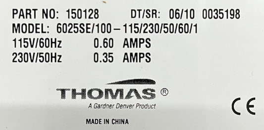 THOMAS 6025SE/100-115/230/50/60/1 KOMPRESSOR-VAKUUMPUMPE PN 150128 