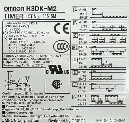 OMRON H3DK / H3DK-M2 TIMER RELAY 24-240 V AC/DC 50/60Hz - 1 LOT QTY 2