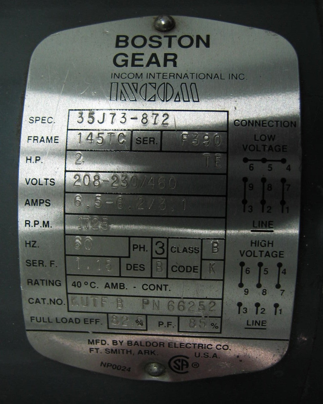 WERNER ELECTRIC MO46211100SN W8-92Electric Motor 110 v RPM 1750  1HP FOR PARTS