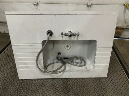 FISHER HAMILTON SINK AND BASE COMBO GRAY BASE WITH WHITE DOORS 36" X 35" X 22"