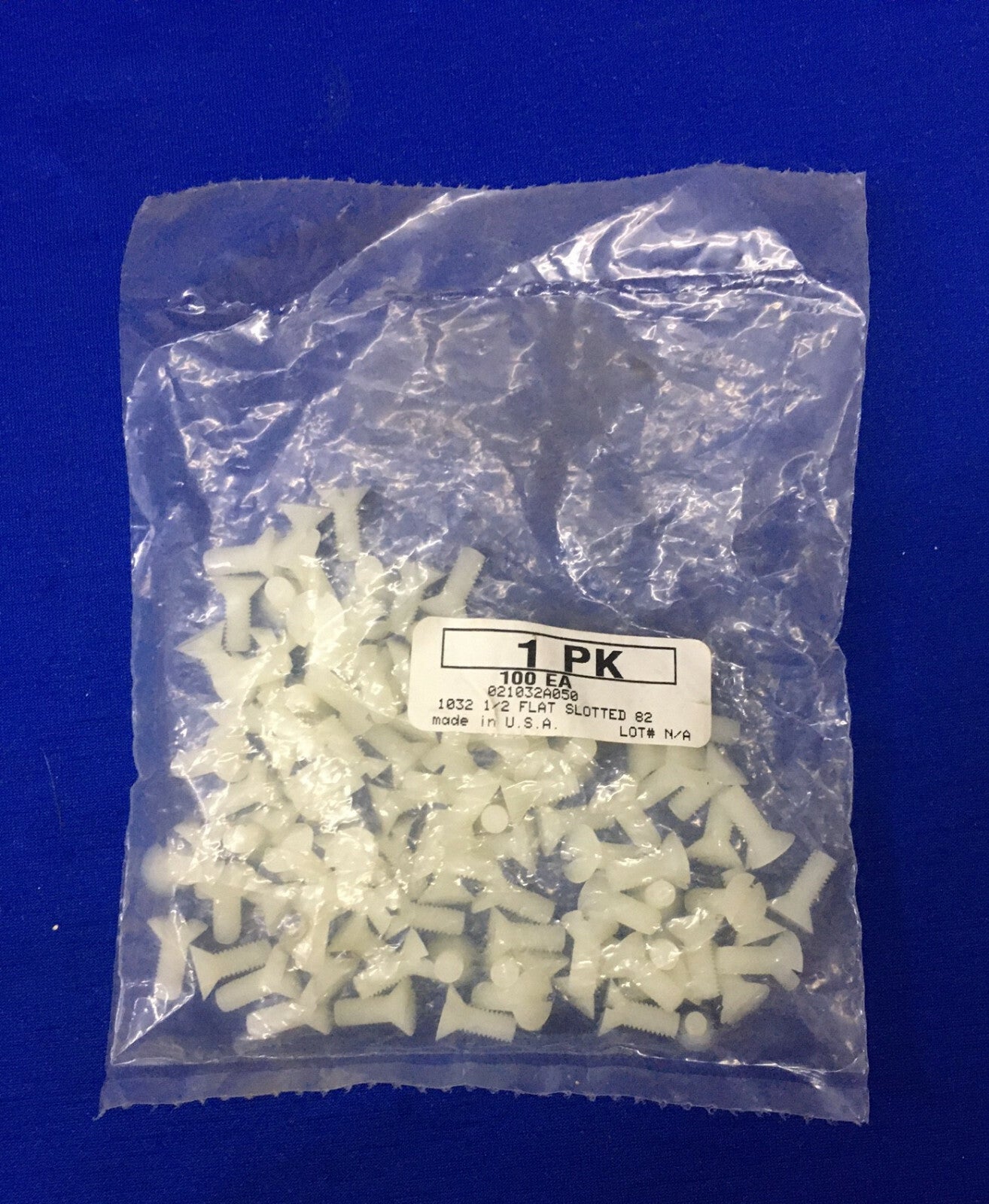 1 PKG OF 100 - ESSENTRA DIGI-KEY 021032A050 1032 1/2 FLAT SLOTTED 82 CSK SCREW