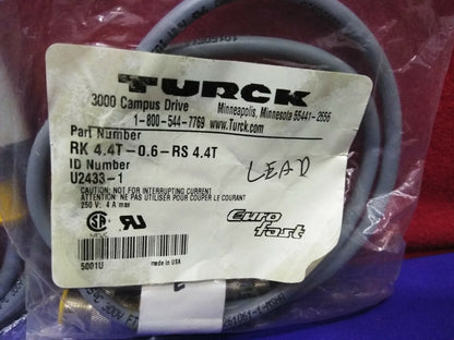 1 LOTTO DI QTY 2 - TURCK RK RK 4.4T-0.6-RS 4.4T / U2433-1 CORDSET STAMPATO 