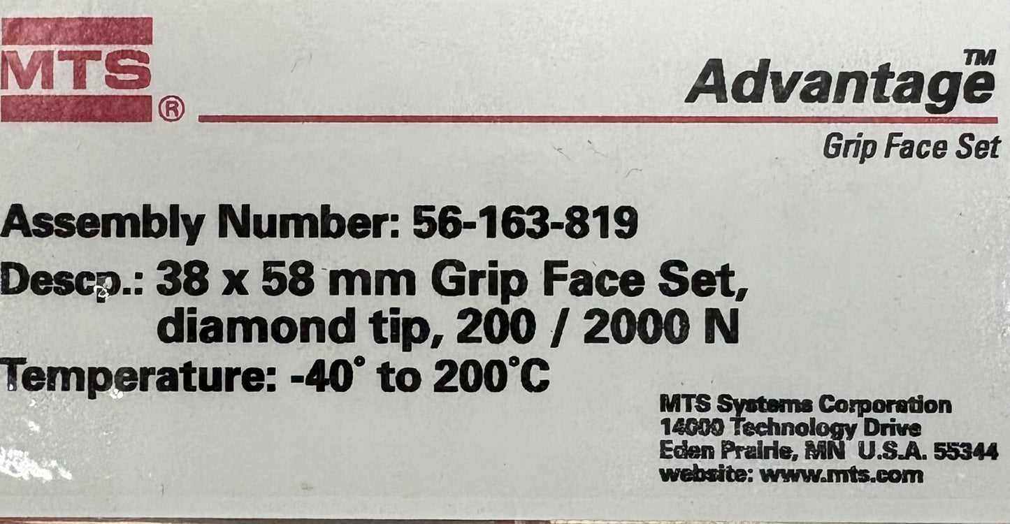MTS ADVANTAGE™ DIAMOND TIP 200/2000 N 38x58mm PNEUMATIC GRIP FACE SET 56-163-819