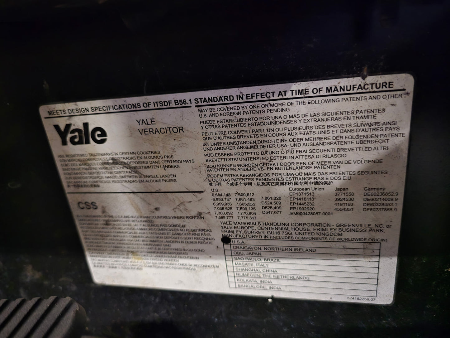 YALE VORKHEFTRUCK ERC030VAN36TE082 36 VOLT INCLUSIEF LADER 2700 lBS MAX 