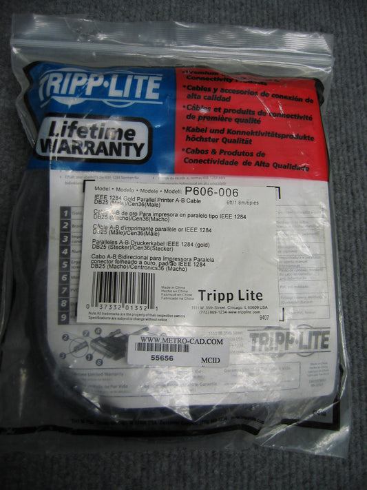 NUEVO CABLE PARALELO AB PARA IMPRESORA TRIPP LITE TRIPP-LITE P606-006 IEEE 1284 GOLD 