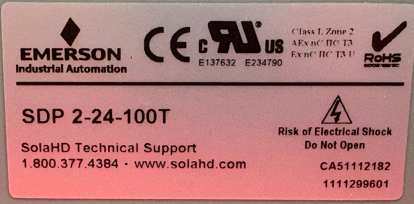 SOLA POWER SUPPLY SDP 2-24-100T 24VDC / 2.1A