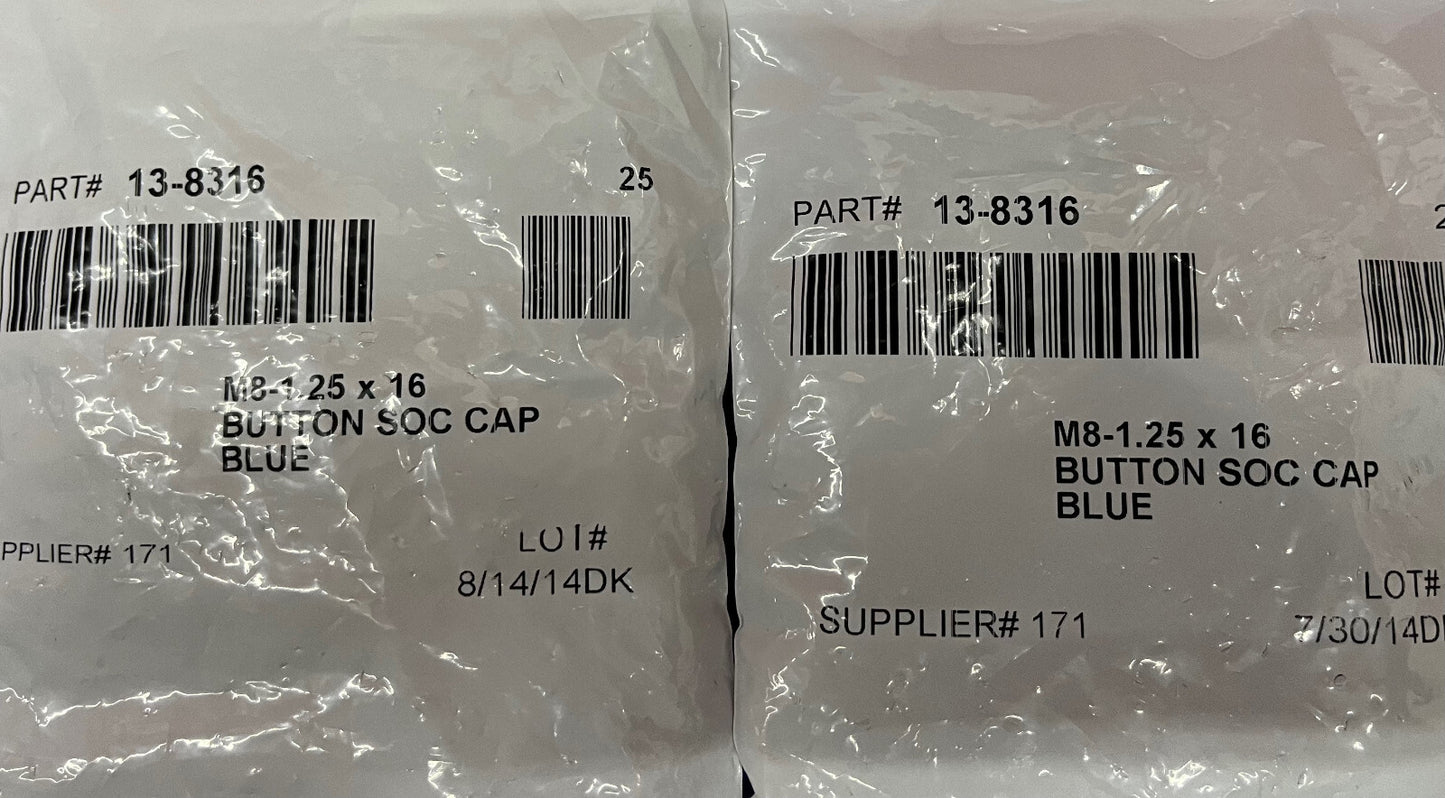 QTY 50 80/20 3838 Dado a T scorrevole e QTY 50 13-8316 M8-1,25x16 Tappo di supporto pulsante