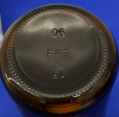 AMBER GLAS 120 PACKERS FLES POT met DOP BREDE MOND ROND 1 LOT HOEVEELHEID 12 FLESSEN