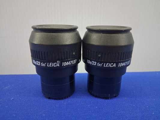 PAIR OF LEICA 10447137 10X/23 EYEPIECES STEREO ZOOM SELLING A 1 LOT OF QTY. 2