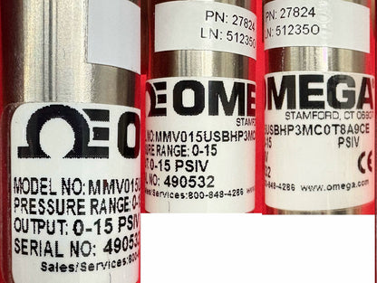 OMEGA USB PRESSURE TRANSDUCER MMV015USBHP3MC0T8A9CE RANGE 0-15 PN 27824