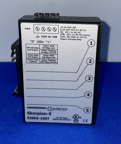CONTROLES CONTEMPORÁNEOS EISK5-100T CONMUTADOR ETHERNET DE 5 PUERTOS SKORPION-5