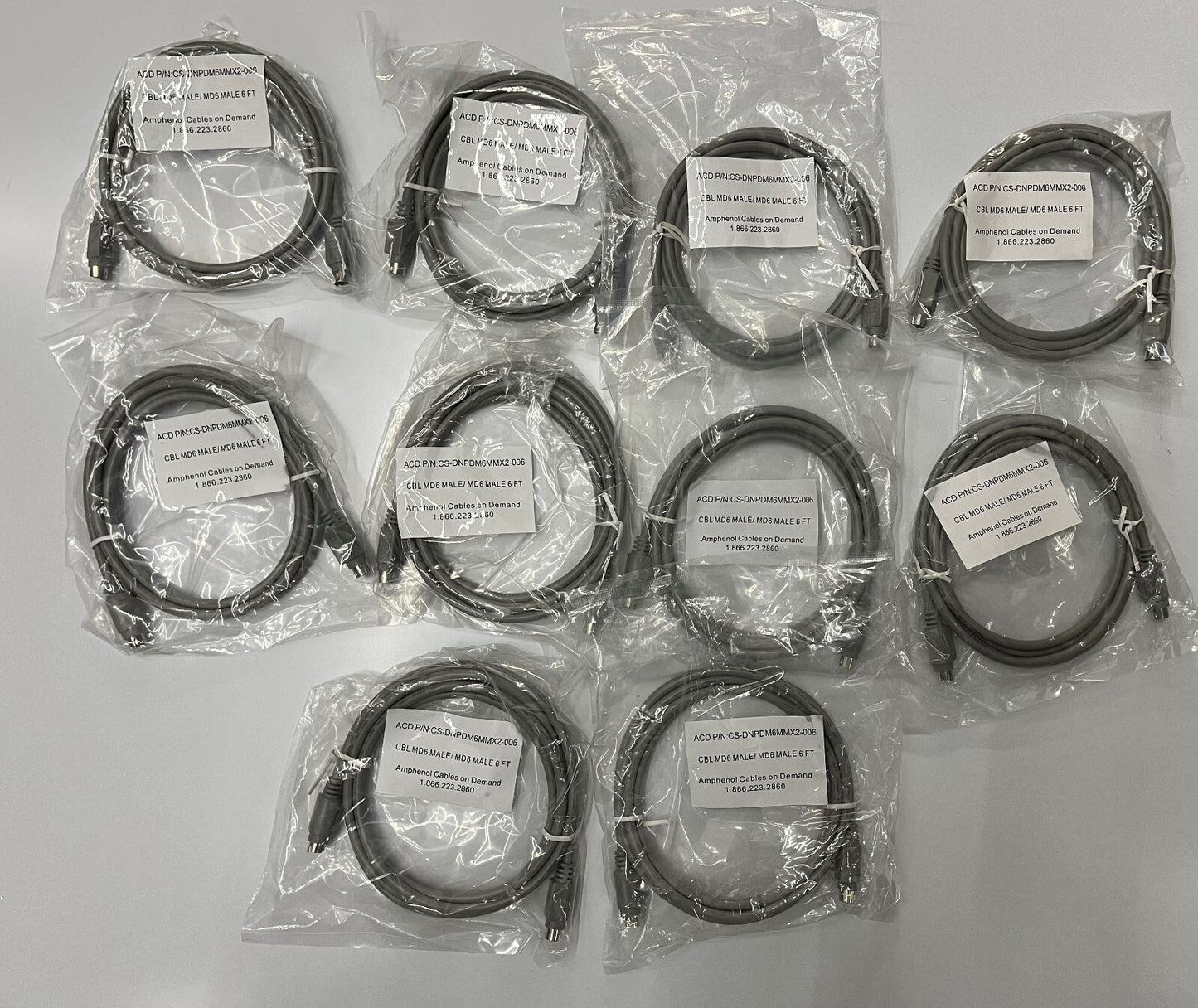 AMPHENOL CABLES on DEMAND CS-DNPDM6MMX2-006 6-PIN CBL MD6 MALE / MD6 LOT OF 10