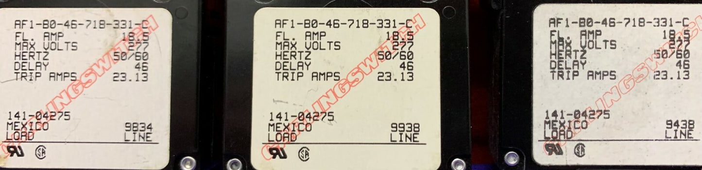Lotto di 3 interruttori AF1-B0-46-718-331-C 18,5 AMP 277 V Max / Ampere di intervento 23,1 