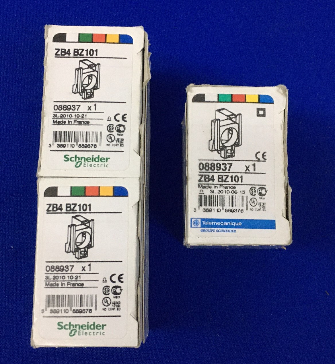 LOT DE 3 BLOCS DE CONTACT MOMENTANÉS SCHNEIDER ELECTRIC ZB4 BZ101/ZB4BZ101/088937 X1