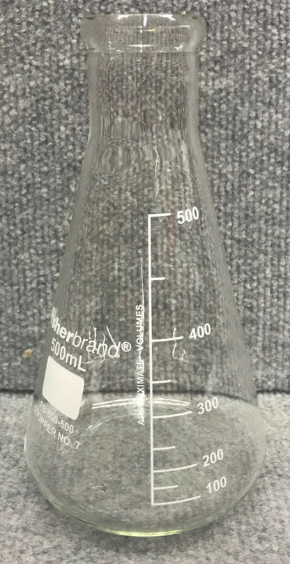 1 BOX CONTAINING 6 FLASKS - FISHER SCIENTIFIC FB-500-500 FLASK ERLENMEYER